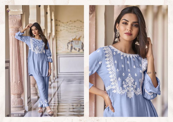 Vintage Super Hit By Vamika Rayon Embroidery Cord Set Kurti With Bottom Wholesale Online